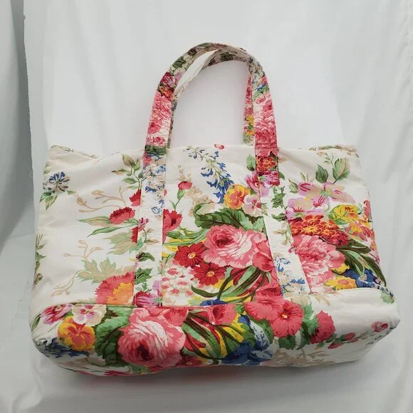 RARE Vintage Ralph Lauren “Melissa on White” Floral Cotton Tote!  XL - Picture 3 of 16